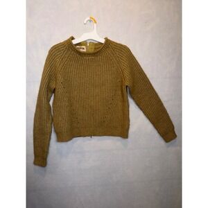 Pepin Womens Mustard Yellow Shaker Stitch Back Zip Raglan Sweater Small RN145406